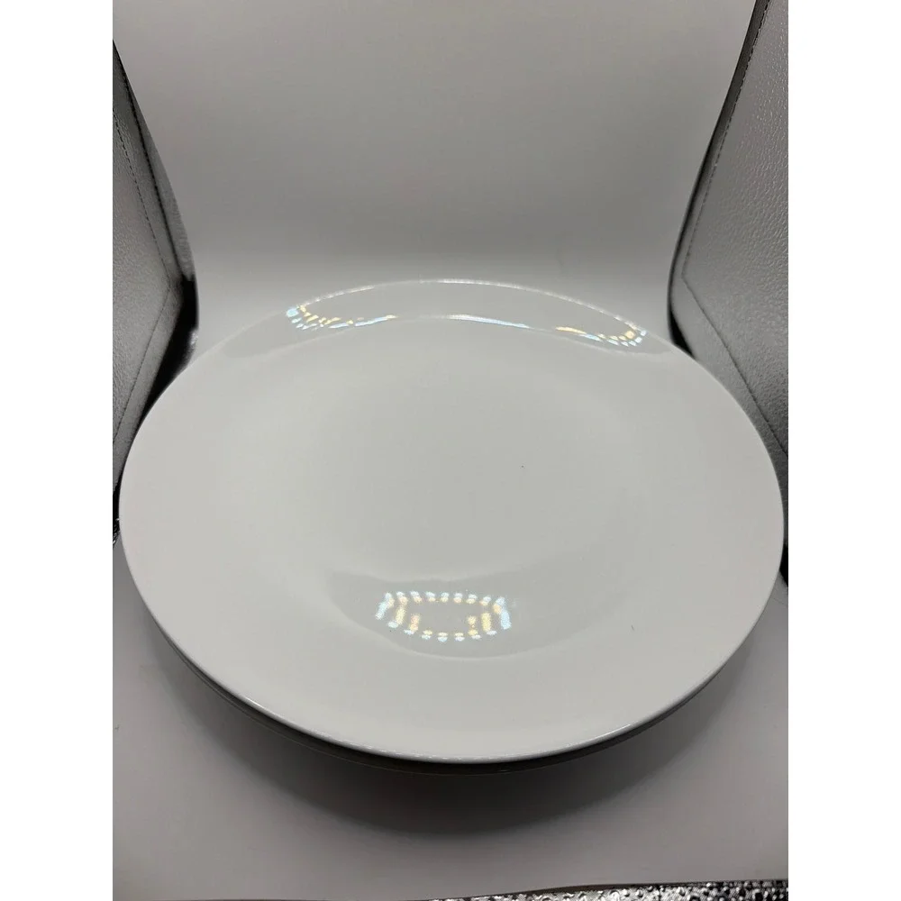 3 Crate & Barrel Essential White Porcelain Dinner Plates 10.5